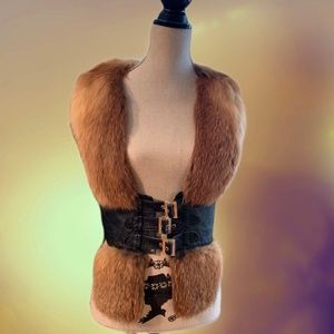 Fox fur leather vest